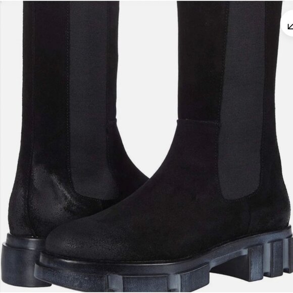 FREE PEOPLE Brooks Chelsea Boots Black Suede Lug Sole US 6 - Picture 1 of 9